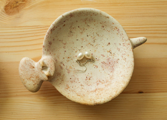 Kisii Soapstone Baby Hippo Trinket Bowl - Large